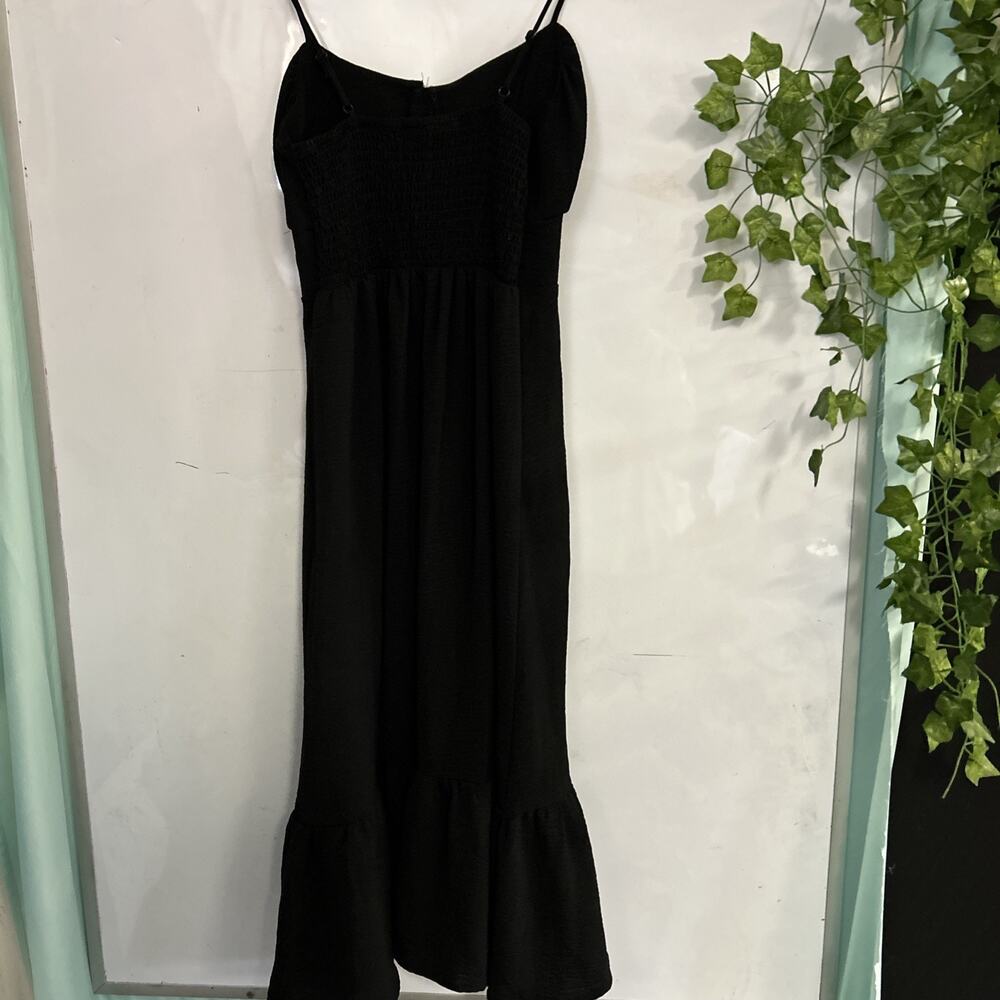 No Boundaries Women's Small Sleeveless Fitted Black Midi Dress Button Front - Picture 2 of 5